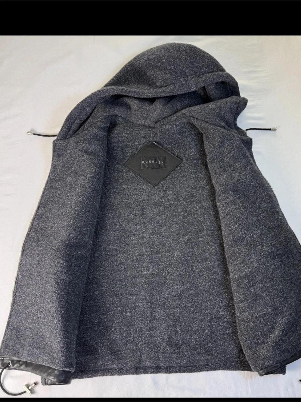 Y2K Nordstrom Rubbish XL Men’s Hoodie Vest Leather Wool Twilight BP Grunge Skate